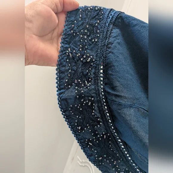 Magic Black Wide Leg Pants with Elegant Flow Beaded 100% Rayon One Size - Picture 14 of 14